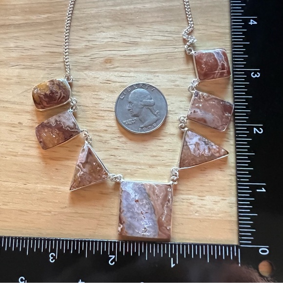 New Agate Multi Stone Cluster Silver Overlay Necklace 19.5” - Picture 8 of 14